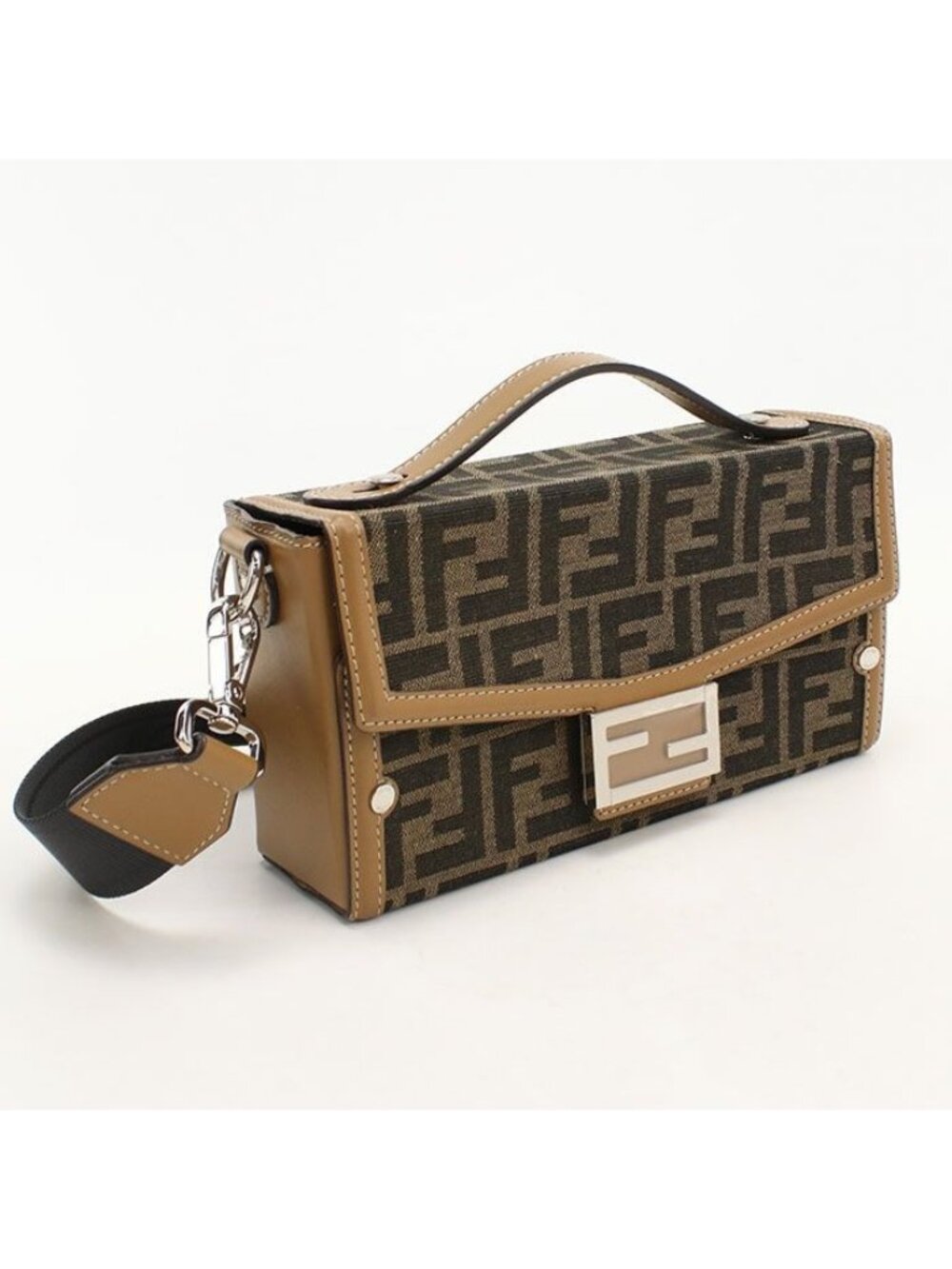 Fendi Soft Trunk 2-Way Baguette Handbag Jacquard